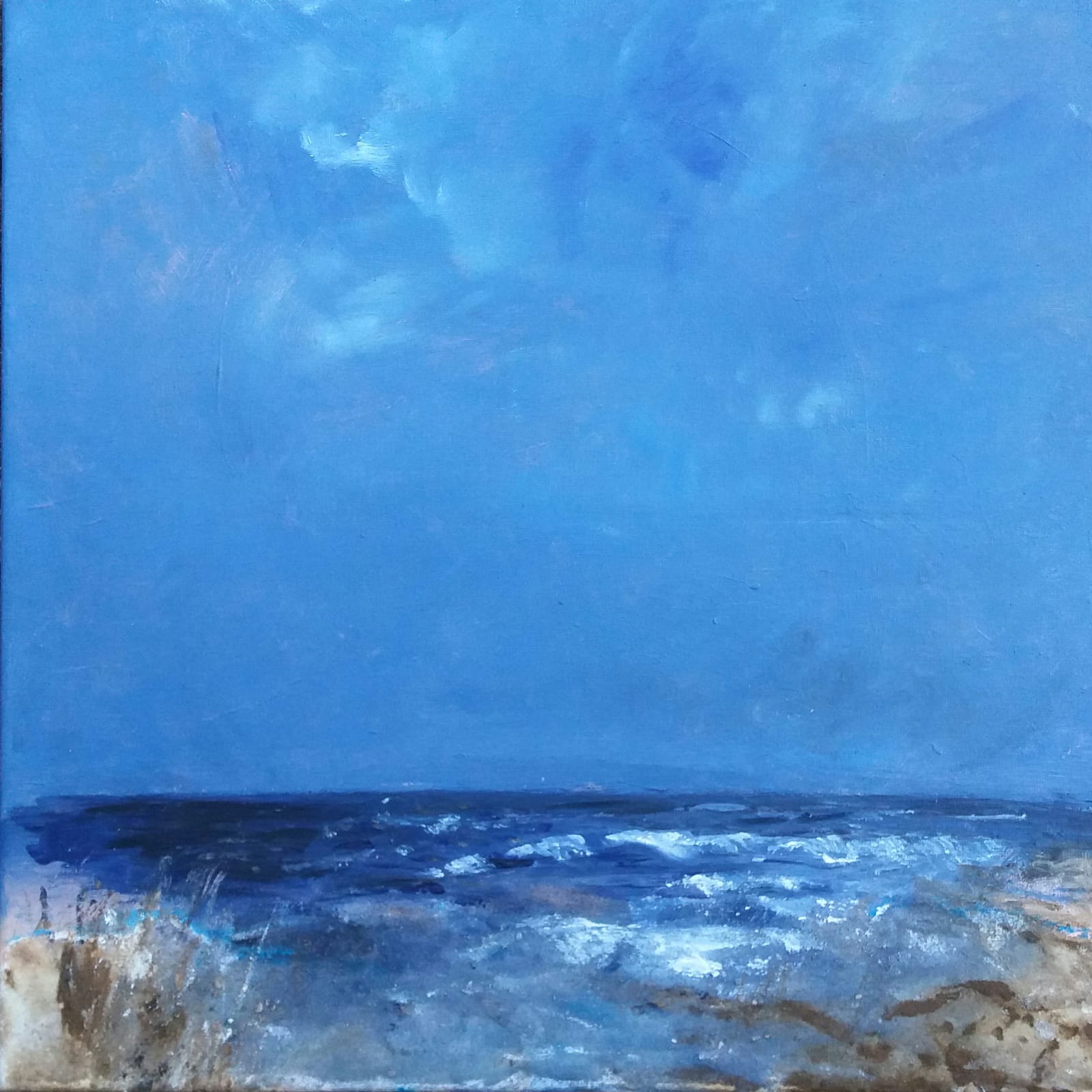 "Blick auf's Meer", Acryl,Sand/Leinwand, 40x40, 2020